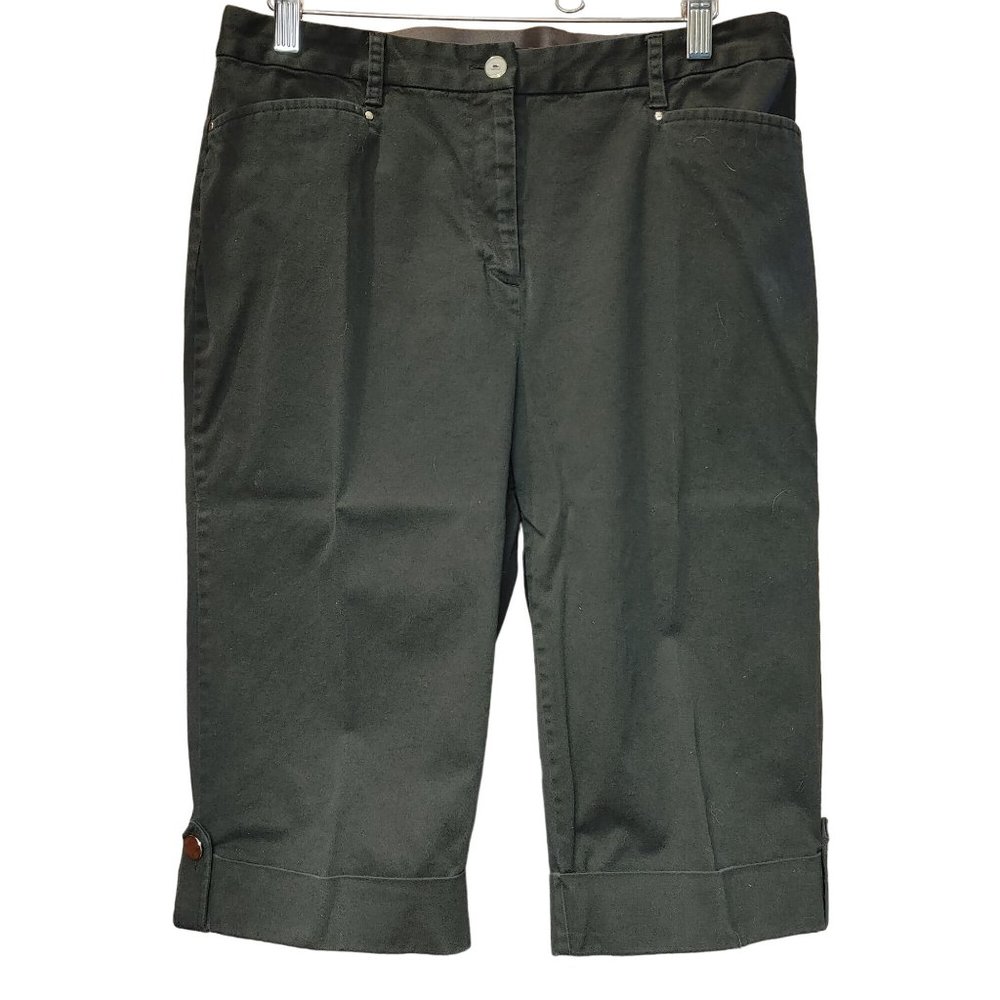 JM Collection Women's Black Jean Knee Length Shorts 10